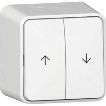 GIRA Interruptor de tecla de superficie para control de persianas, blanco puro, flechas arriba/abajo, 250 V, 10 A 315813