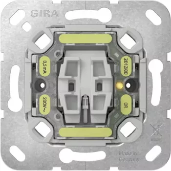 GIRA 382600 Mecanismo interruptor de control, 1 polo, 10 A, 250 V, empotrar, con conexión de luz de control, termoplástico, IP20