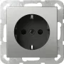 Gira System 55 Toma de corriente SCHUKO con obturador, aspecto acero inoxidable 4183600