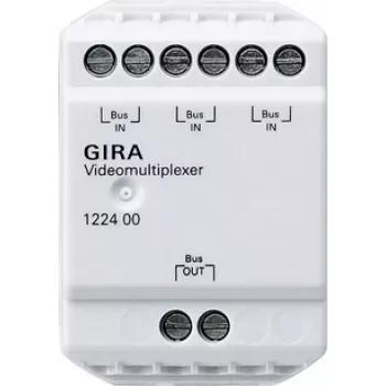 Gira 122400 videomultiplexor para comunicación de puerta, bus de 2 hilos, 4 entradas de cámara, carril DIN, 6 TE