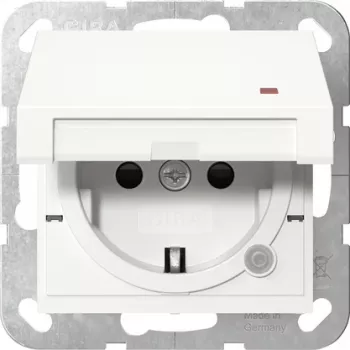 Gira System 55 toma de corriente schuko con LED de control, blanco puro 455227