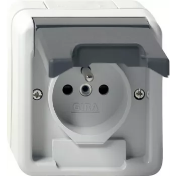 GIRA 448530 toma de corriente schuko con tapa abatible, blanco puro brillante