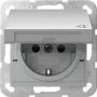Gira System 55 Toma SCHUKO con tapa abatible y protección contra contactos elevada, blanco puro brillante 475426