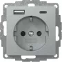 Gira System 55 Toma SCHUKO con cargador USB A/C, aluminio 245926