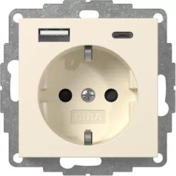 GIRA 245901 Toma SCHUKO con cargador USB 2x Type-A/C System 55 blanco crema