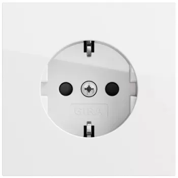 GIRA 445370 Toma SCHUKO con interruptor y tapa abatible, blanco puro