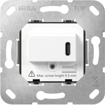 Gira mecanismo de toma SCHUKO con USB Type-C PD, 16 A, 250 V, empotrar, negro 236200