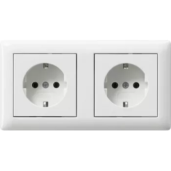 Gira System 55 toma Schuko 2 tomas precableada con marco, blanco puro brillante 479303