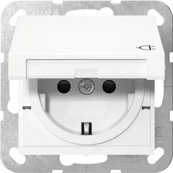 GIRA 475403 Toma SCHUKO con tapa abatible, protección contra contactos mejorada, System 55, blanco puro