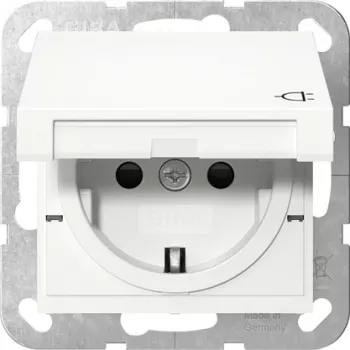 Gira 475427 Toma SCHUKO con tapa abatible, System 55, blanco puro brillante