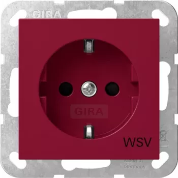Gira Toma SCHUKO Standard 55, protección contra contactos mejorada, con campo de rotulación, rojo (RAL 3003) 4453108