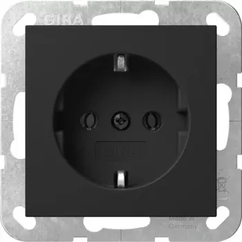 Gira System 55 Toma SCHUKO con tapa abatible, negro 4180005