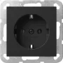 Gira System 55 Toma SCHUKO con tapa abatible, negro 4180005