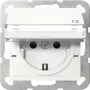 Gira 455703 Toma SCHUKO con tapa abatible, blanco puro brillante, System 55