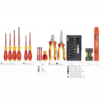 Wiha Basic Set L Electric maletín de herramientas aisladas VDE de 46 piezas 47312
