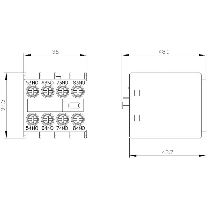 Siemens 3RH2911-1XA40-0MA0 bloque de contactos auxiliares, 4 NO, conexión por tornillo, montaje lateral para SIRIUS 3RH2/3RT2