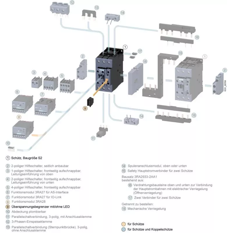 Siemens SIRIUS 3RT2936-1BD00 varistor de protección contra sobretensiones para contactores 3RT2, 127-240 V AC / 150-250 V DC, montaje frontal enchufable
