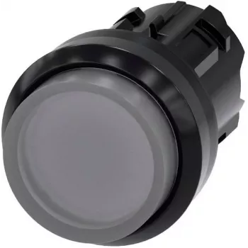 Siemens SIRIUS ACT elemento frontal de pulsador iluminado, plástico, transparente, 22 mm, anillo frontal negro 3SU1001-0BB70-0AA0