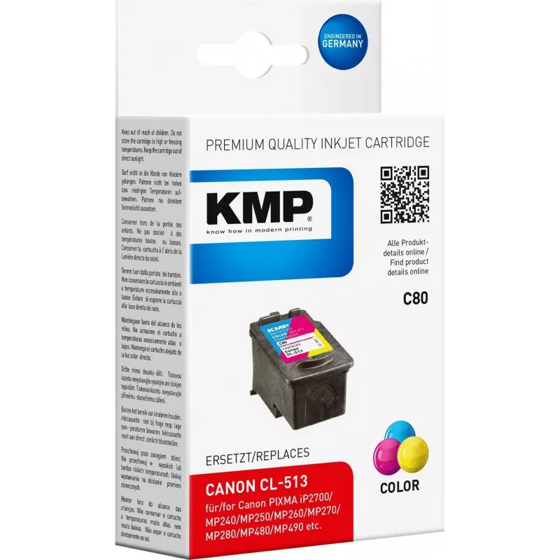 KMP C80 Cartucho de tinta tricolor (cian, magenta, amarillo) - 13 ml - compatible para Canon PIXMA MP230, MP252, MP258, MP272, MP280, MP282, MP495, MP499, MX360, MX410, MX420 1512.4530