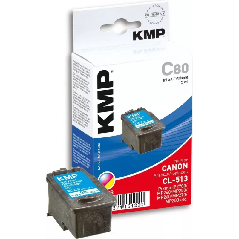 KMP C80 Cartucho de tinta tricolor (cian, magenta, amarillo) - 13 ml - compatible para Canon PIXMA MP230, MP252, MP258, MP272, MP280, MP282, MP495, MP499, MX360, MX410, MX420 1512.4530
