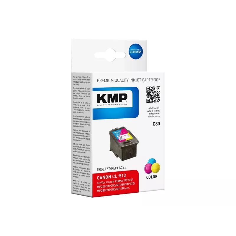 KMP C80 Cartucho de tinta tricolor (cian, magenta, amarillo) - 13 ml - compatible para Canon PIXMA MP230, MP252, MP258, MP272, MP280, MP282, MP495, MP499, MX360, MX410, MX420 1512.4530