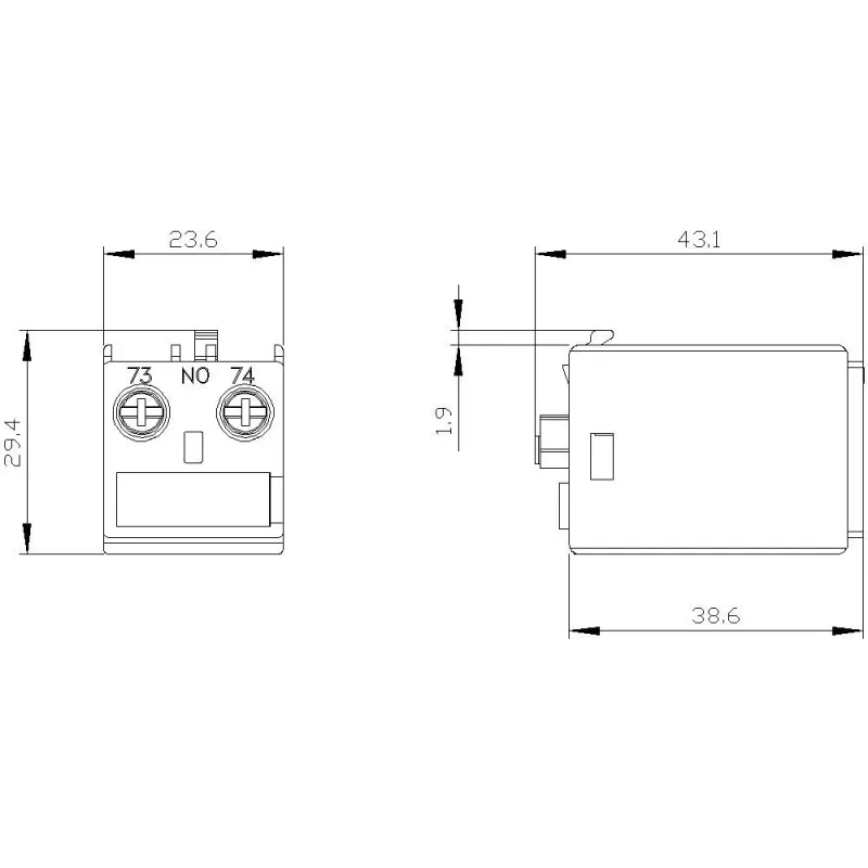 Bloque de contacto auxiliar Siemens SIRIUS 1 NA montaje frontal para contactores 3RT2 y relés 3RH2, bornes de tornillo, aislamiento 690V, 3RH2911-1AA10