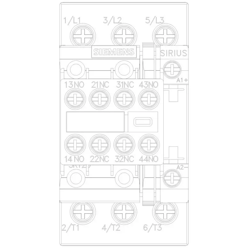 Siemens 3RT2026-1BB44-3MA0 contactor, 11 kW/400 V, 2NO+2NC, bobina de 24 V