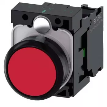 Siemens SIRIUS ACT Pulsador completo, plástico, rojo, 22mm, 1NO+1NC, bornes de tornillo 3SU1100-0AB20-1BA0