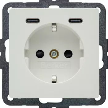 Toma de corriente SCHUKO Hager Berker Q.x con USB-C PD 20W, blanco polar 48156089
