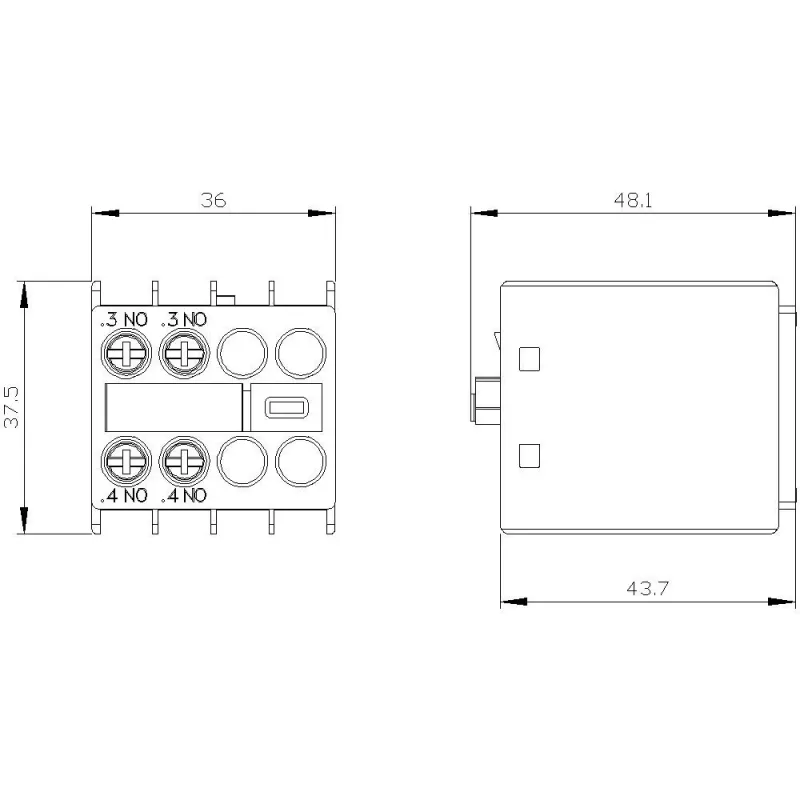 Siemens bloque de contactos auxiliares 3RH2911-1HA20, 2 NA, montaje frontal, bornes de tornillo