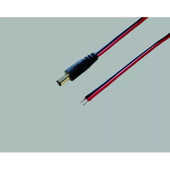 BKL Electronic 075143 cable de conexión de baja tensión, conector macho DC 5,5 x 2,1 mm a extremos abiertos, 30 cm, negro