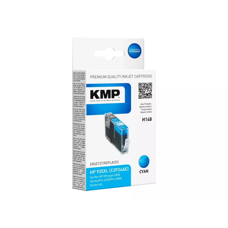 KMP H148 cartucho de tinta cian compatible de alto rendimiento para HP OfficeJet 6812, 6815, 6820, 6822, 6825, Pro 6235 (15 ml, 825 páginas) 1744,0003
