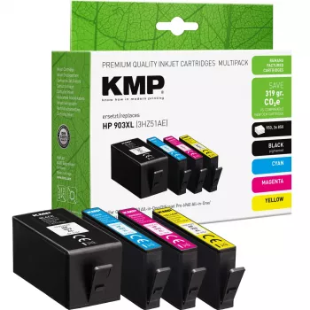 KMP Cartucho de tinta compatible pack de 4 Negro/Cian/Magenta/Amarillo para HP 903XL (3HZ51AE) 1756,4005