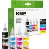 KMP PRINTTECHNIK Set de tinta de recarga para Brother BTD180BK/C/M/Y – Negro 110ml, Cian/Magenta/Amarillo 50ml cada uno (compatible) 1555,0005