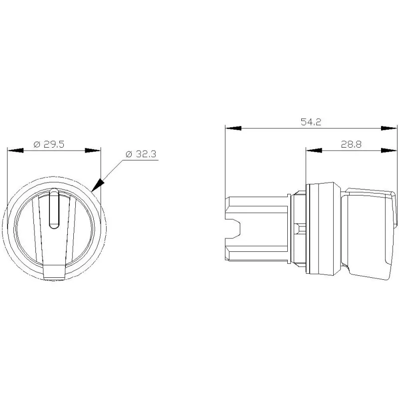 Siemens SIRIUS ACT Elemento frontal de selector, plástico, Blanco, 2 posiciones, enclavamiento, 22mm 3SU1002-2BP60-0AA0