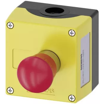 Siemens SIRIUS ACT 3SU18010NE004AB2 Puesto de mando para montaje en suelo con pulsador rojo con desenclavamiento giratorio, 1 NA, IP66/67/69K, Gris