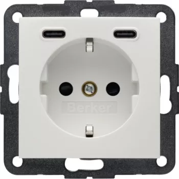 Toma SCHUKO con USB-C PD 20W Berker, S.1, blanco polar brillante 48158989