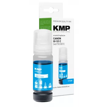 Botella de tinta de recarga cian KMP PRINTTECHNIK para Canon GI-53C (4673C001) 60 ml 1583,0003