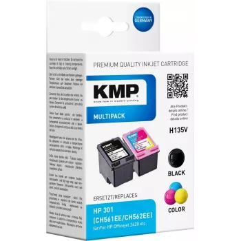 KMP MULTIPACK H135V – pack de 2 cartuchos de tinta negro y tricolor (alternativa a HP 301XL)