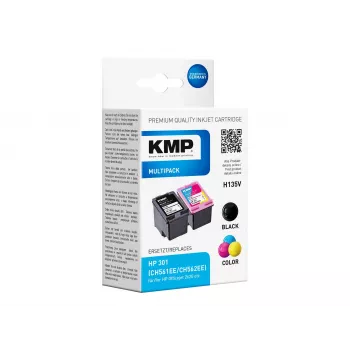 KMP MULTIPACK H135V – pack de 2 cartuchos de tinta negro y tricolor (alternativa a HP 301XL)