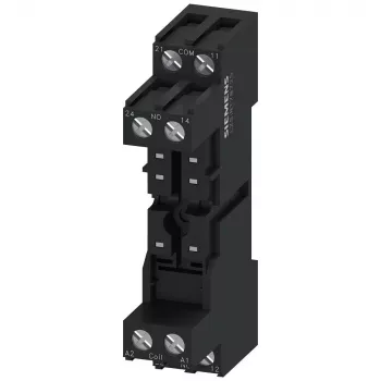 Siemens LZS:RT78725 Zócalo de relé para relés SIRIUS serie RT de 15 mm, bornes de tornillo, montaje en carril DIN, negro