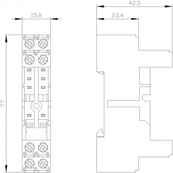 Siemens LZS:RT78725 Zócalo de relé para relés SIRIUS serie RT de 15 mm, bornes de tornillo, montaje en carril DIN, negro