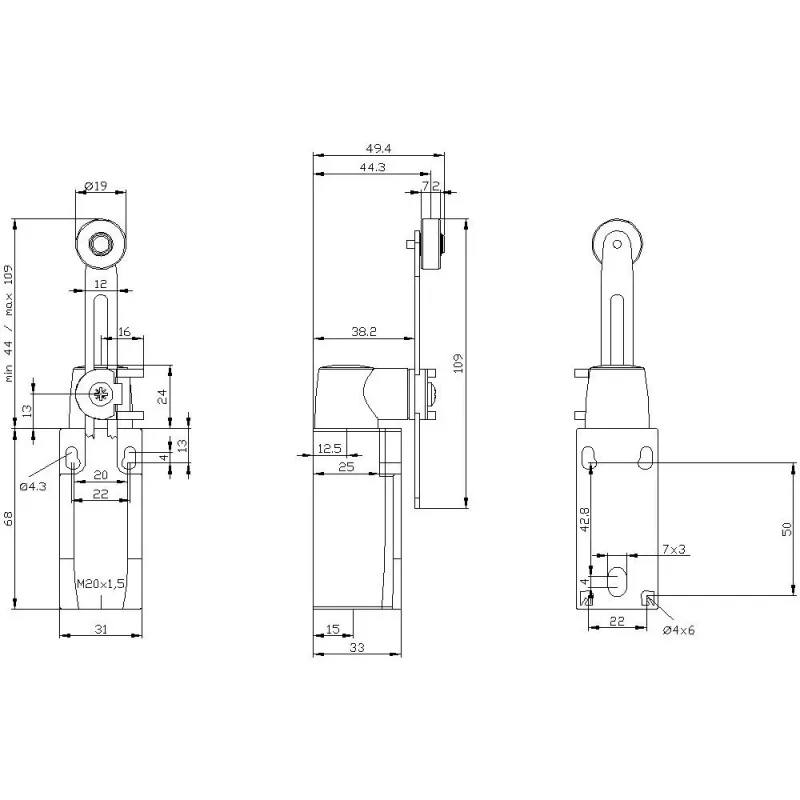Siemens 3SE52320LK50 interruptor de posición 3SE5232, carcasa de plástico