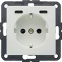 Hager Berker 48151909 Toma Schuko con USB-C 20W PD, S.1, blanco polar brillante