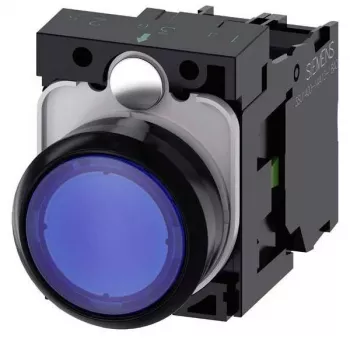Siemens SIRIUS ACT Pulsador luminoso completo, plástico, azul, 1NO+1NC, 24V AC/DC LED 3SU1102-0AB50-1BA0