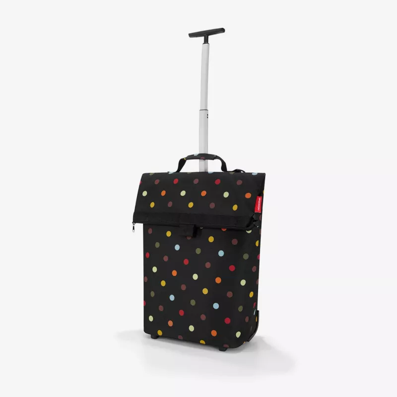 Reisenthel trolley M bolsa trolley, poliéster, negra con lunares, colores variados, 2 ruedas (NT7009)