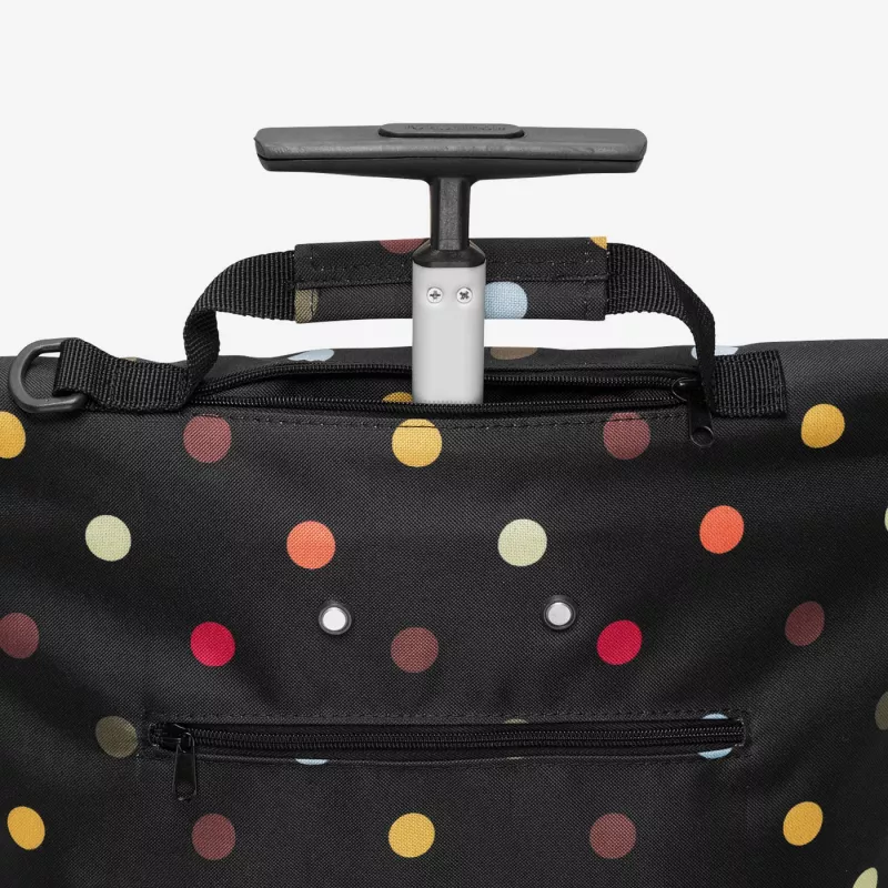 Reisenthel trolley M bolsa trolley, poliéster, negra con lunares, colores variados, 2 ruedas (NT7009)