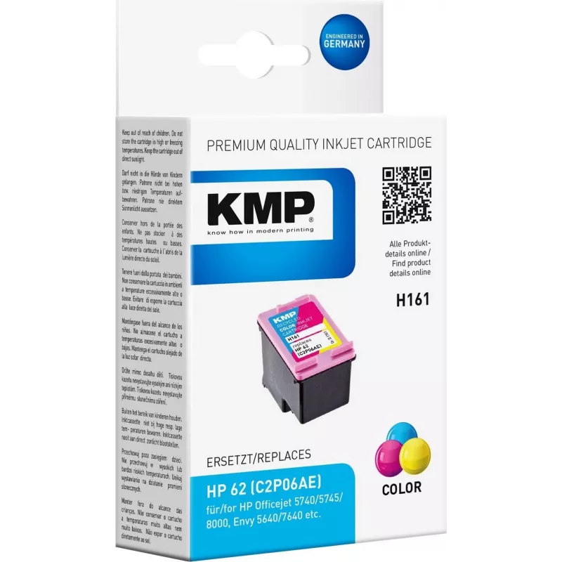 KMP H161 cartucho de tinta tricolor (cian, magenta, amarillo) para HP 62 – 4,5 ml 1741.4830