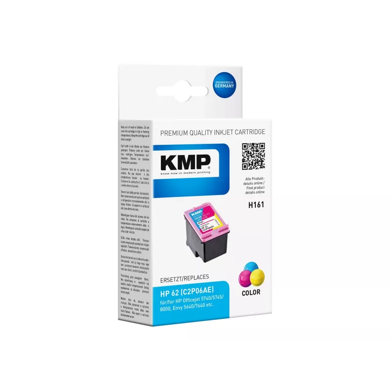 KMP H161 cartucho de tinta tricolor (cian, magenta, amarillo) para HP 62 – 4,5 ml 1741.4830