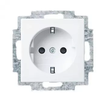 Busch-Jaeger mecanismo de toma de corriente SCHUKO 100 uds., pack ahorro de 20, blanco/gris claro 2CKA002013A5545